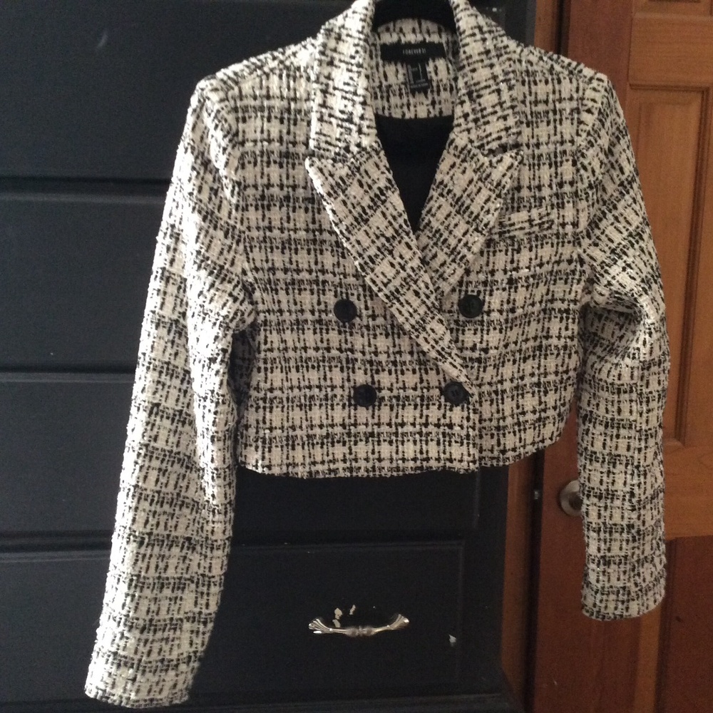 Forever 21 double breasted short tweed jacket size L